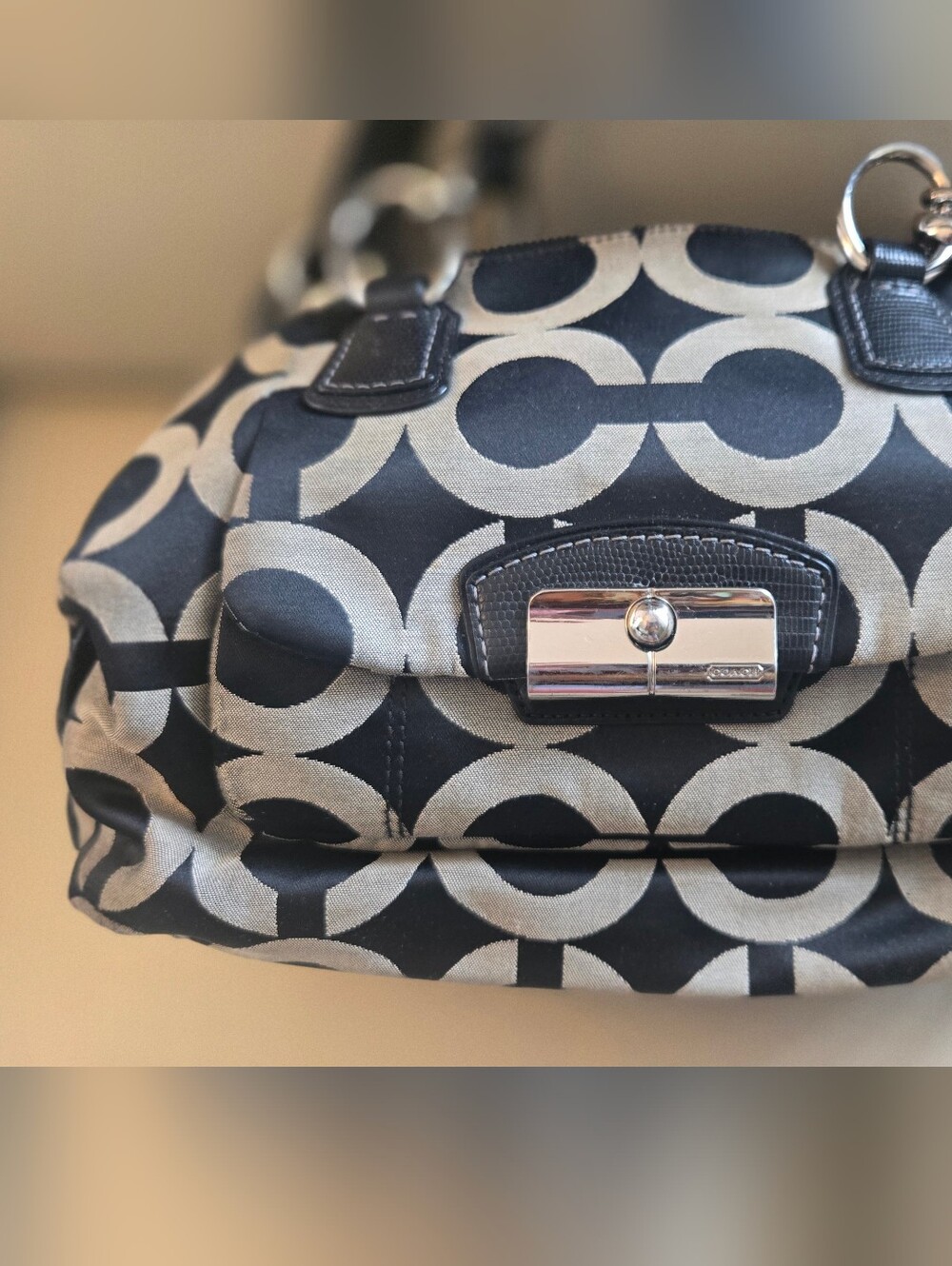 Vintage Coach Kristin Op Art Sateen Satchel/Hobo
